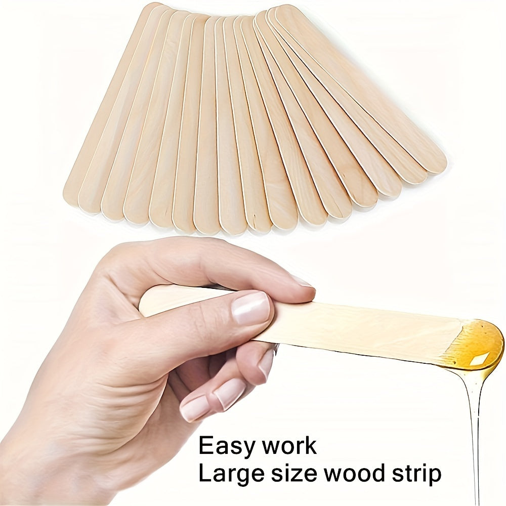 10/50/100pcs Large Eyebrow And Body Natural Wooden Wax Stick For Precise Hair Removal And Smooth Skin - Perfect For Spa And Home Use, Body Hair Removal Stick Natural Wooden Wax Applicator